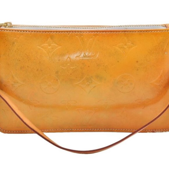 Authentic Louis Vuitton Vernis Lexington Hand Bag Pouch Yellow M91056 LV 5057I - Picture 1 of 16